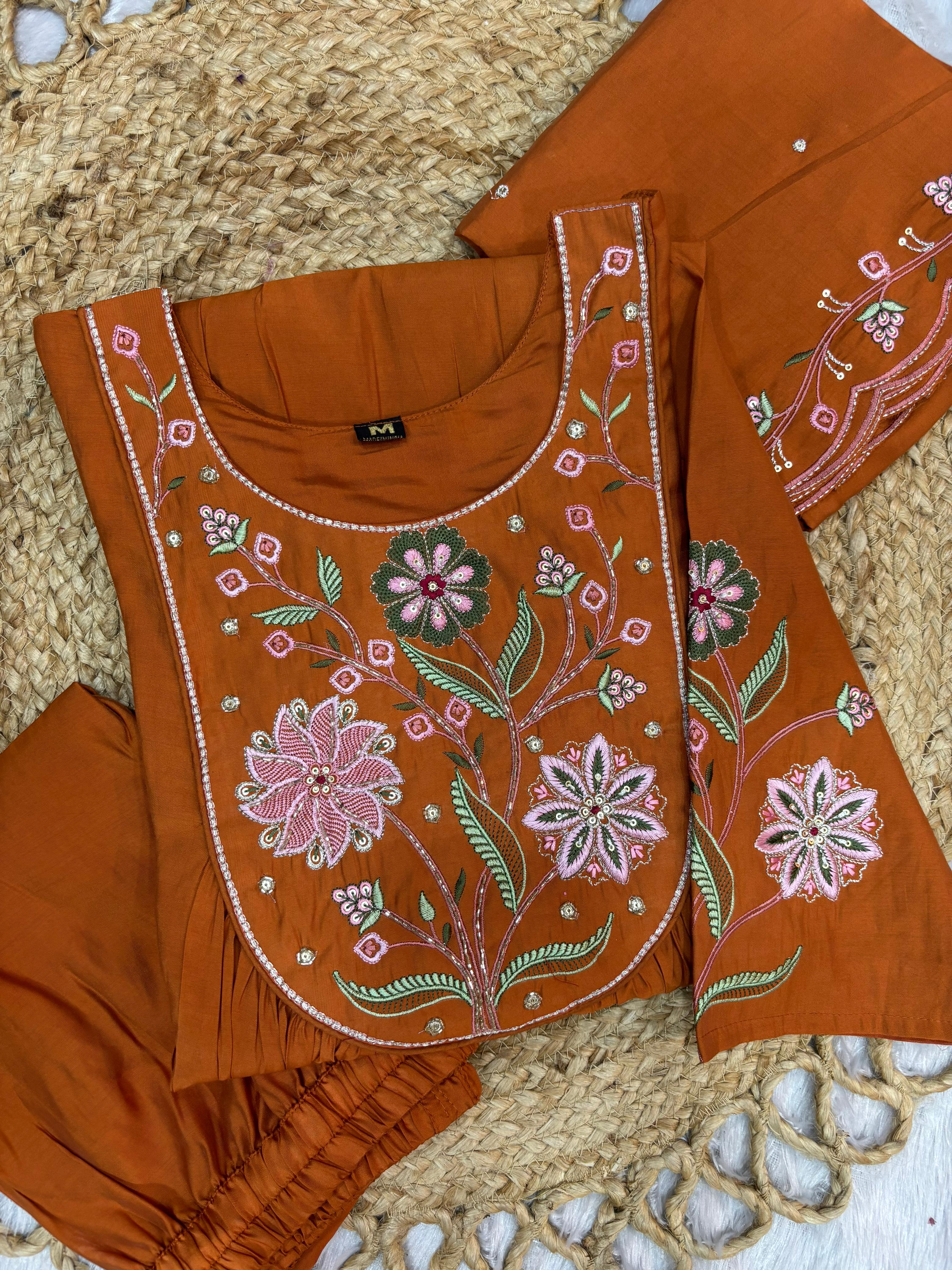 Multi Embroidery Thread With Hand Work kurti
