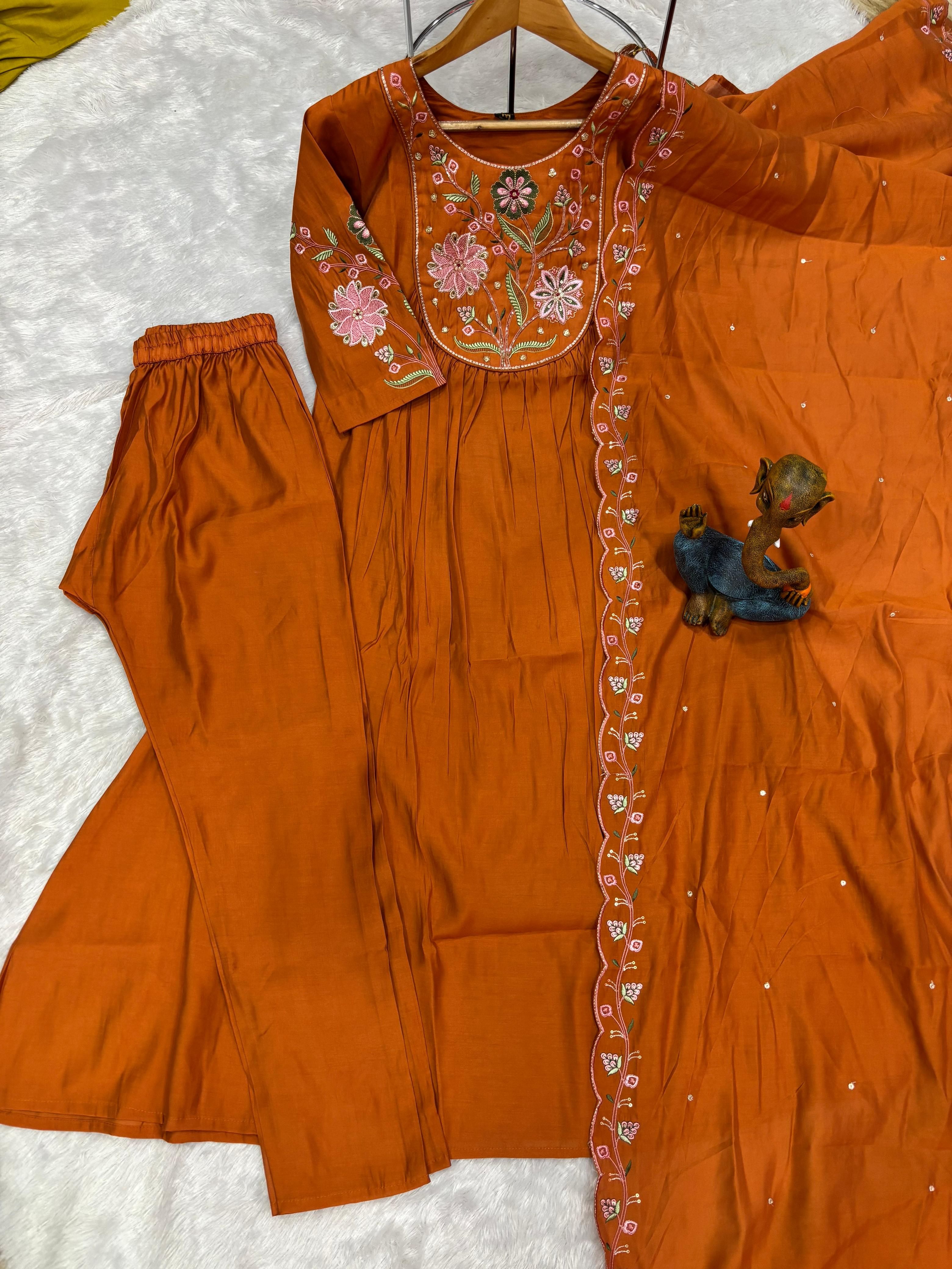 Multi Embroidery Thread With Hand Work kurti