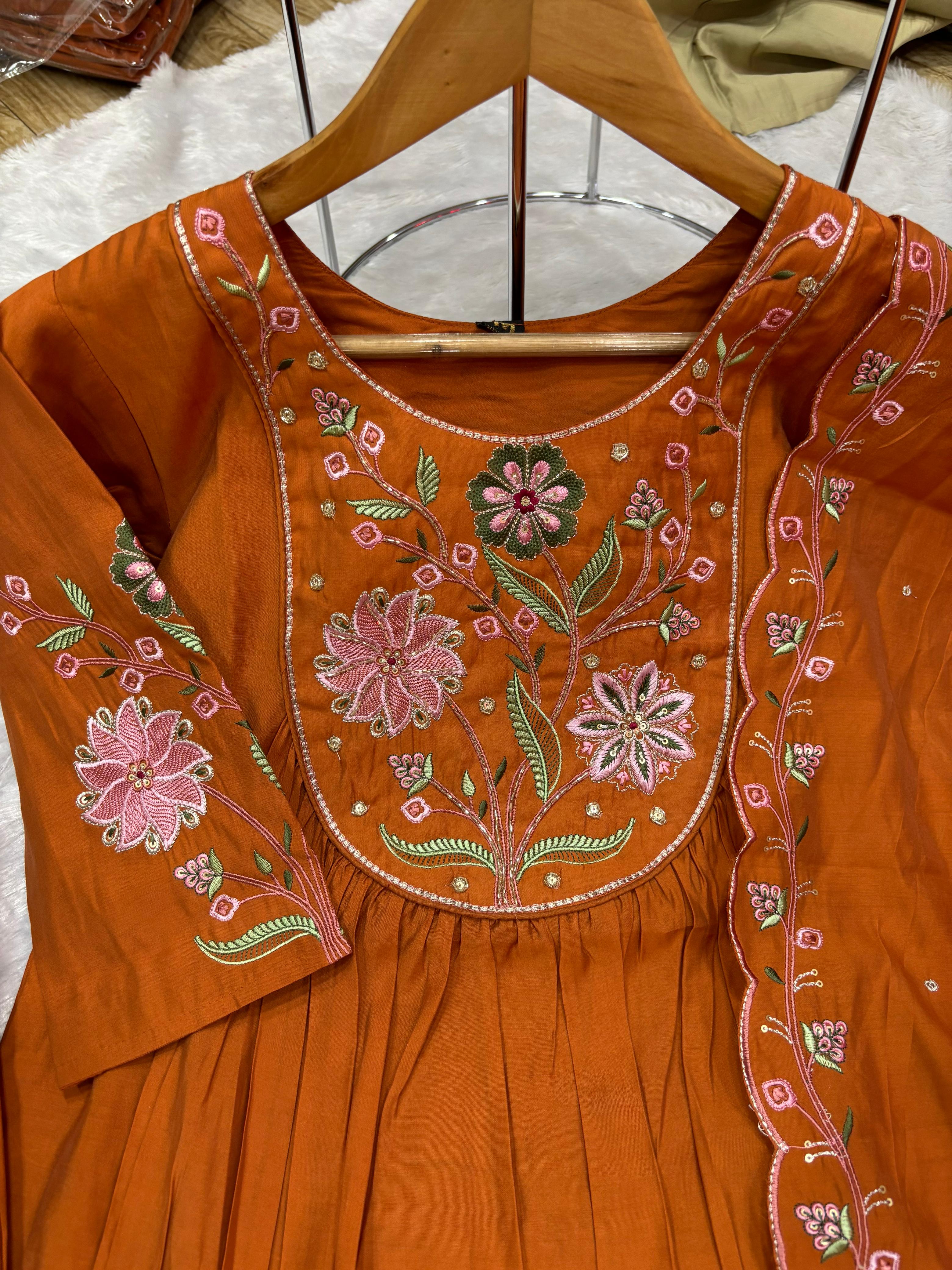 Multi Embroidery Thread With Hand Work kurti