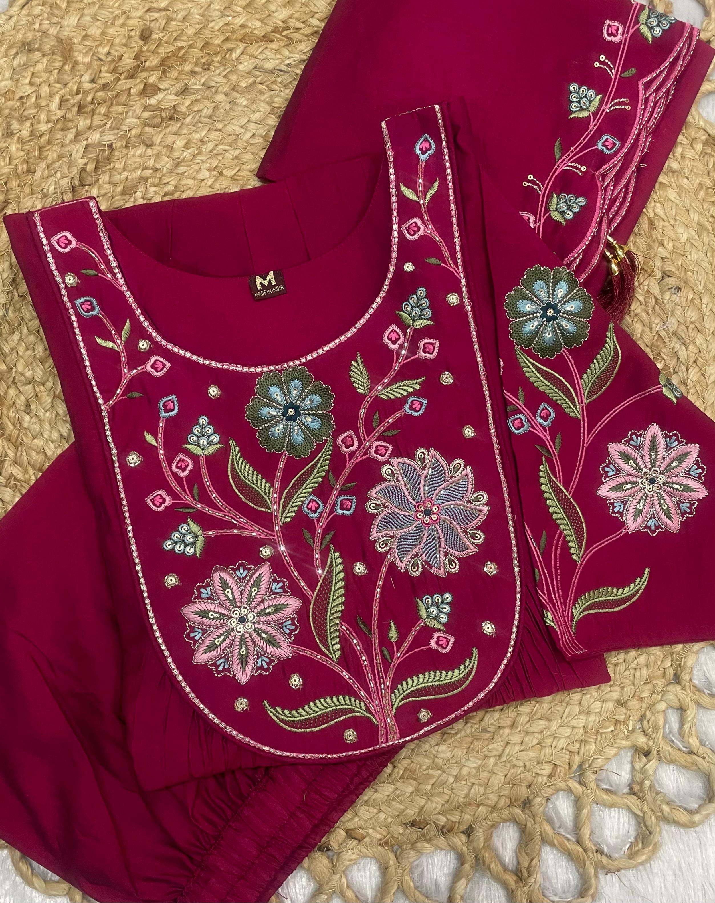 Multi Embroidery Thread With Hand Work kurti