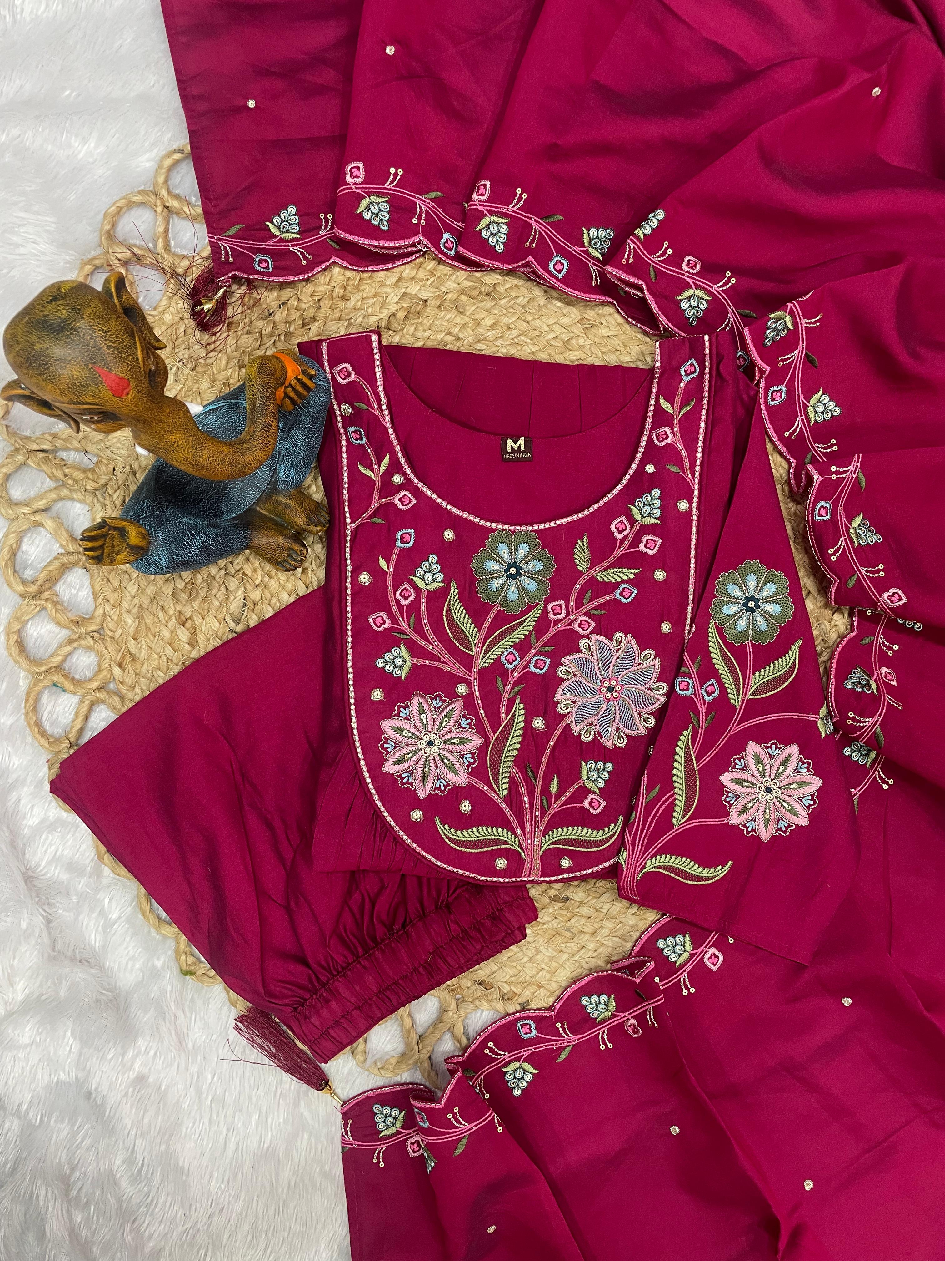 Multi Embroidery Thread With Hand Work kurti
