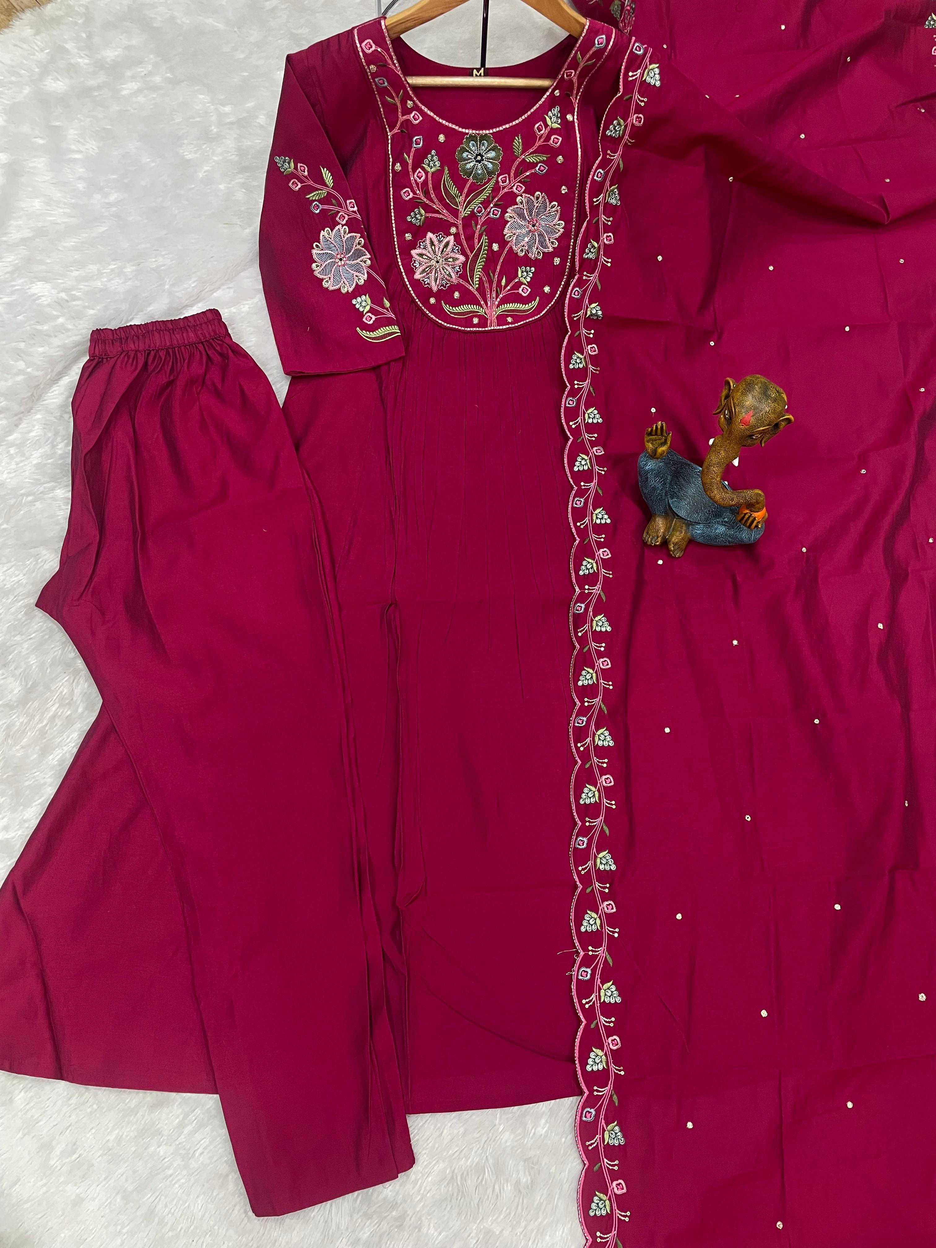 Multi Embroidery Thread With Hand Work kurti