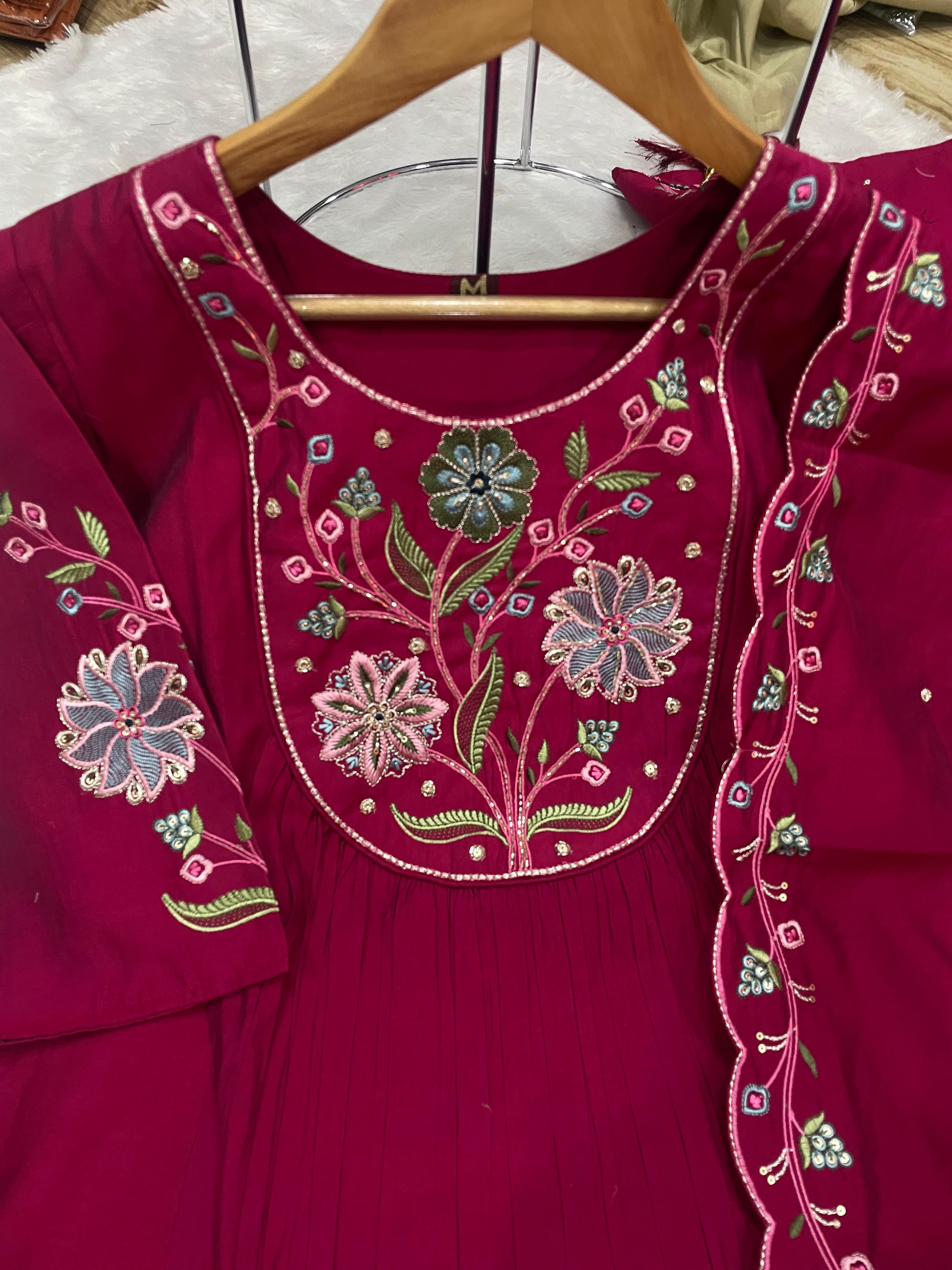 Multi Embroidery Thread With Hand Work kurti