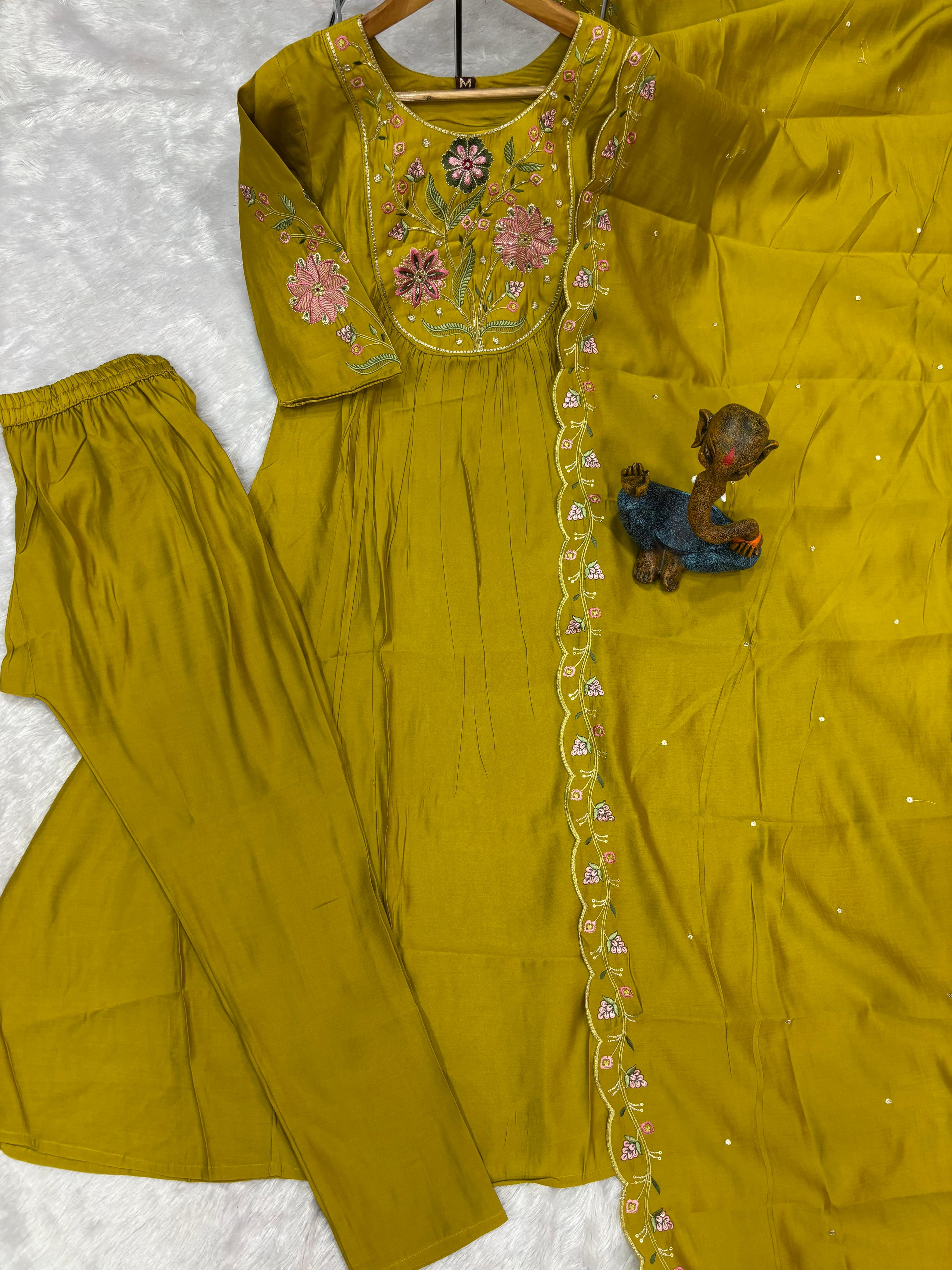 Multi Embroidery Thread With Hand Work kurti