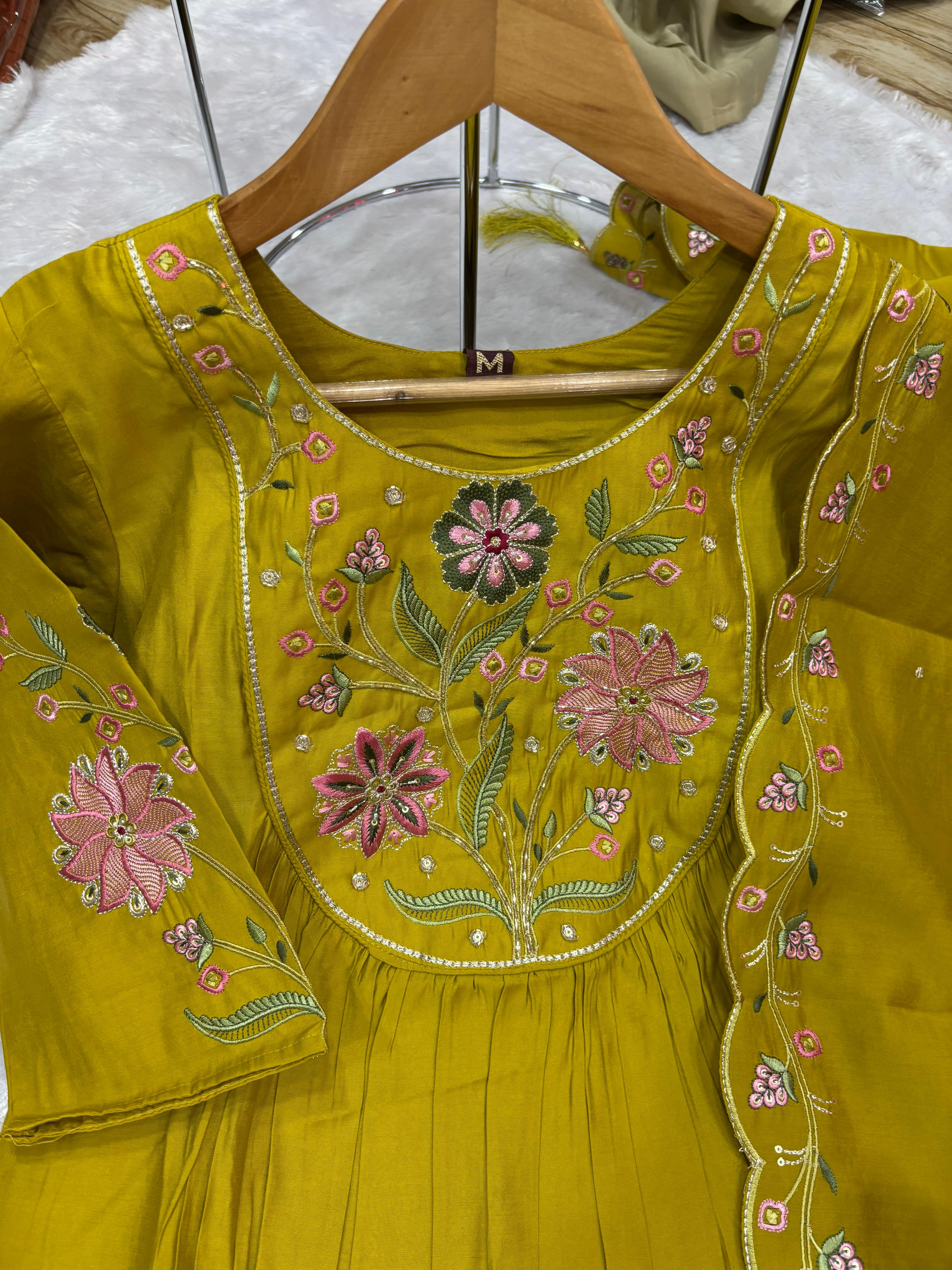 Multi Embroidery Thread With Hand Work kurti