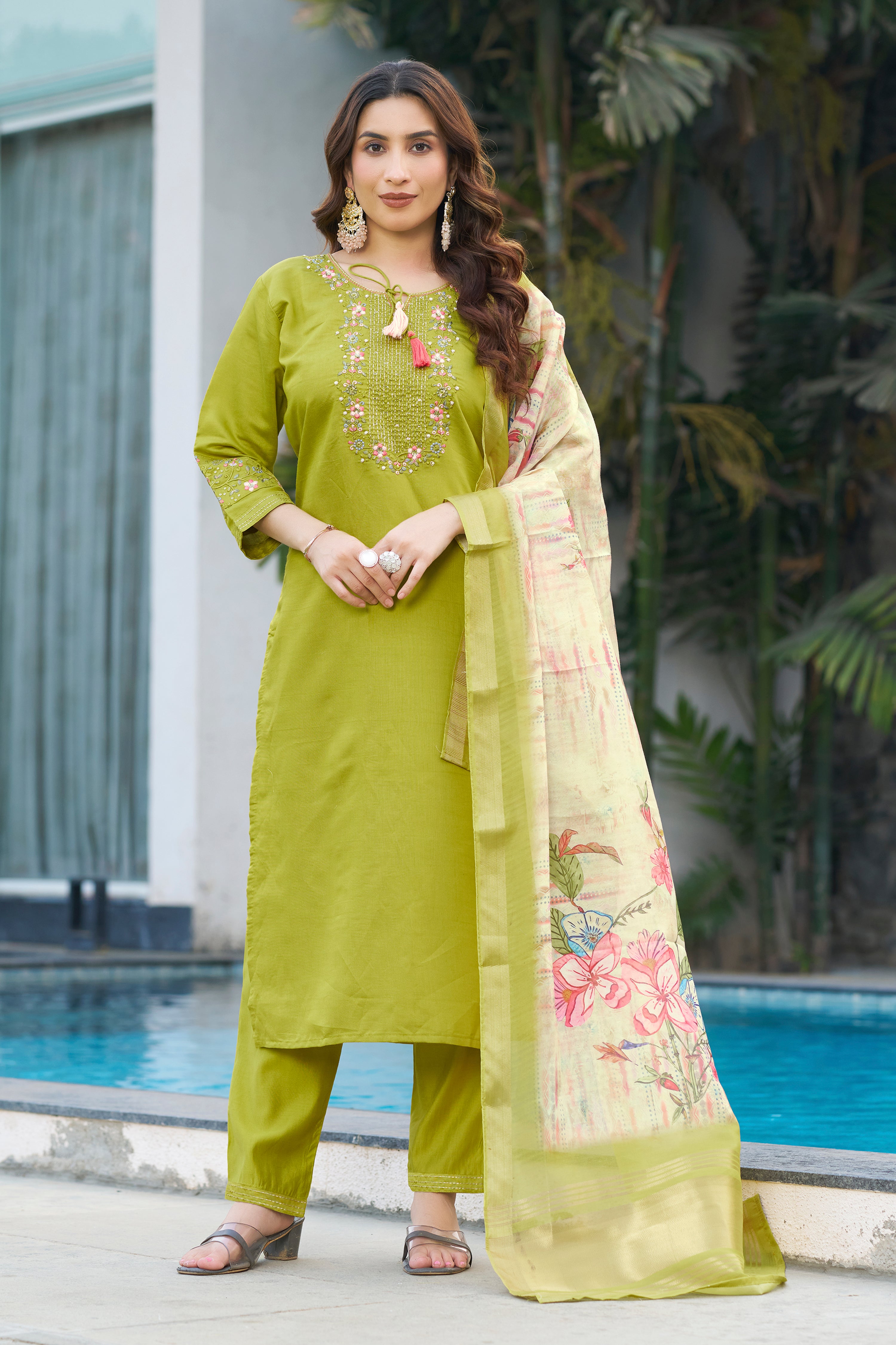 Multi Embroidery Thread With Hand Work kurti